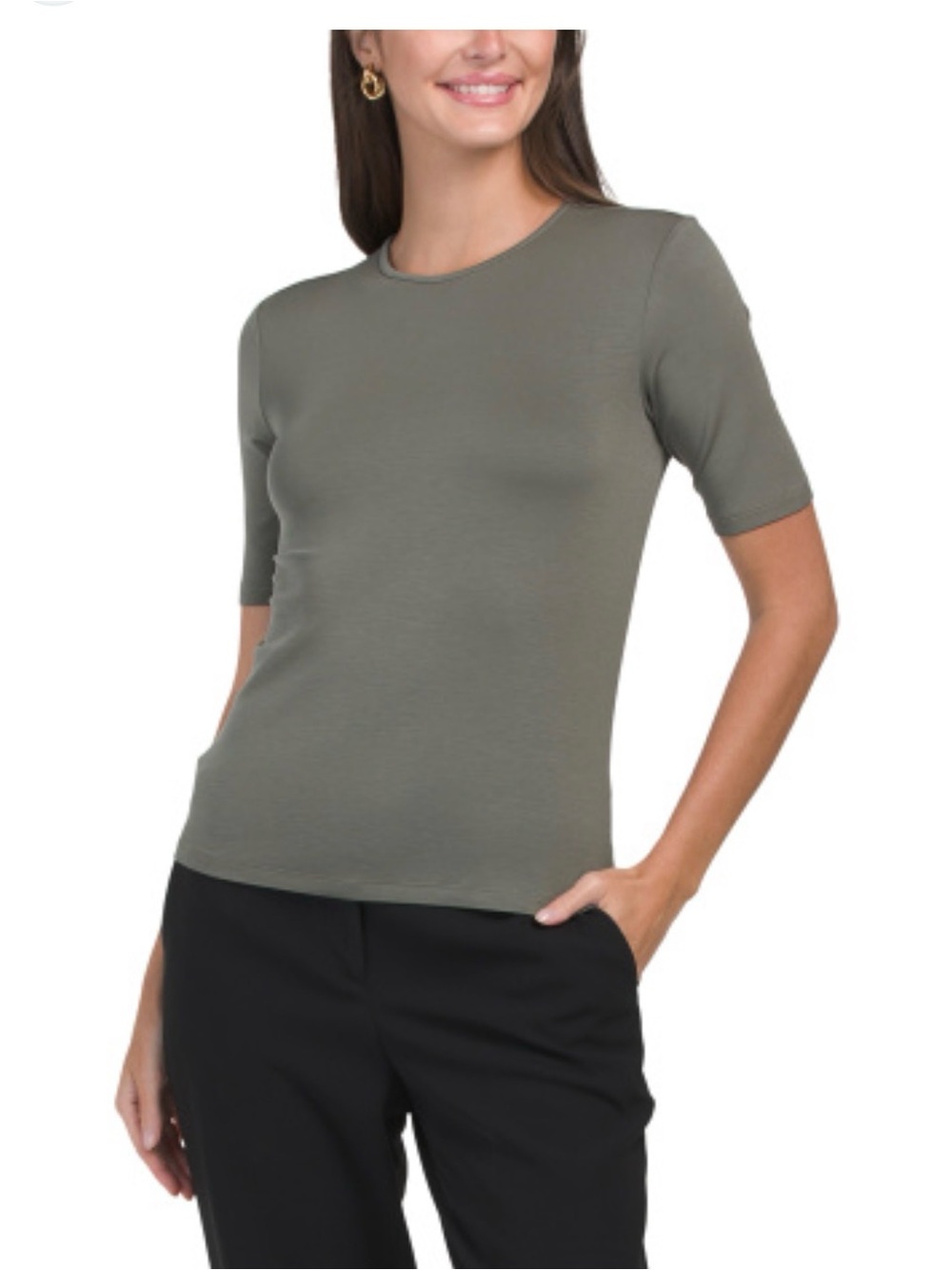 Club Monaco Olive Short-Sleeve Crewneck Top used Size S.